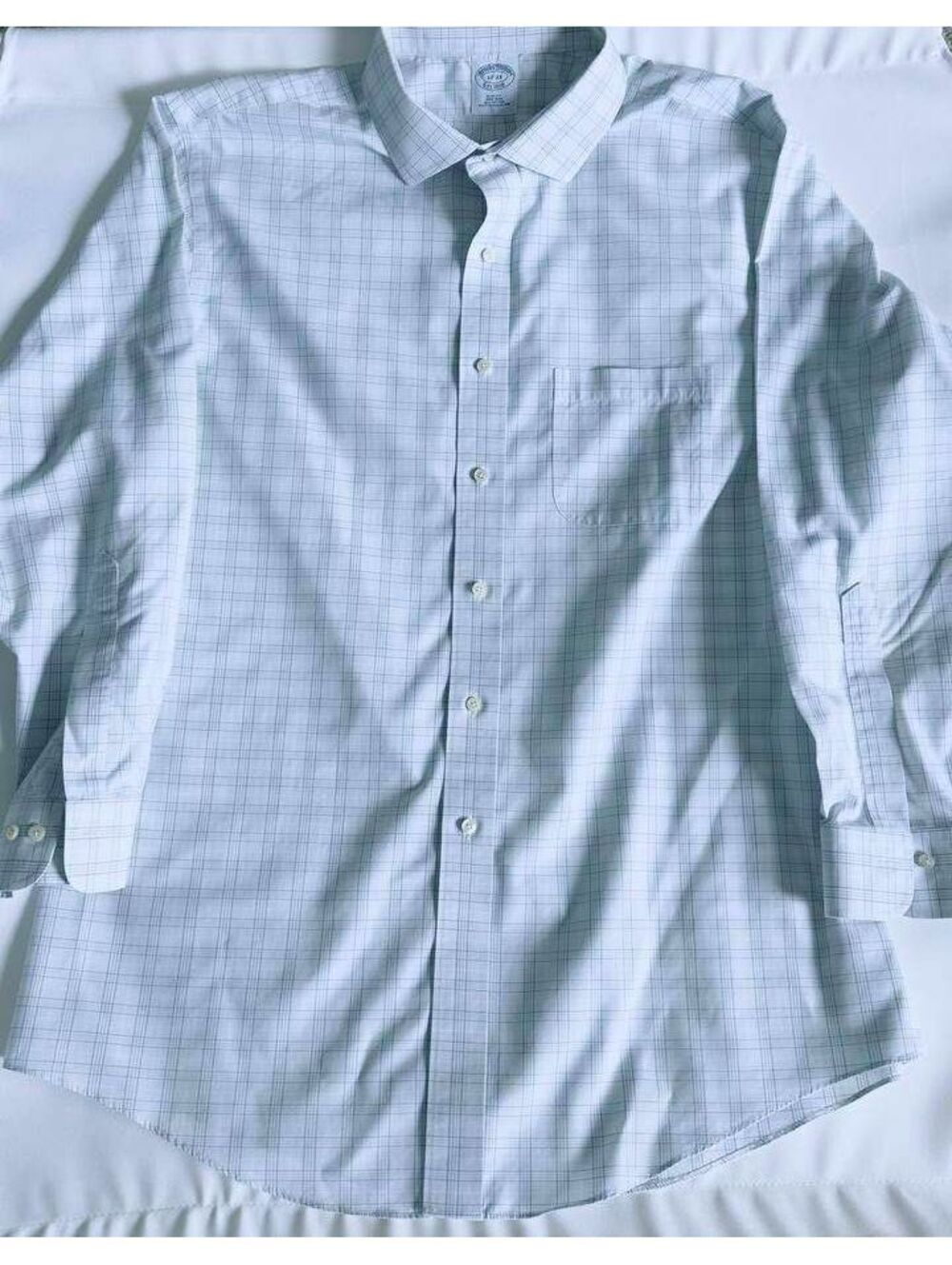 Brooks Brothers 1818 Men 17-33 Slim Fit Non-Iron Cotton Plaid Dress Shirt